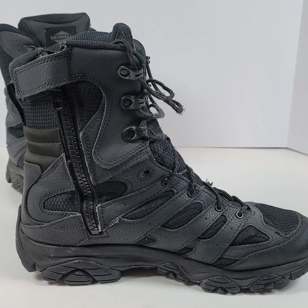 Merrell Tactical Moab 2 8 Waterproof Side Zip Boots Black J004109 Mens 10.5 M